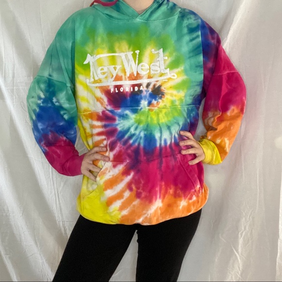Key West Florida Rainbow Tye Dye Hoodie - Picture 5 of 8